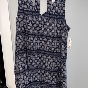 Navy and White Patterned Sleeveless Top